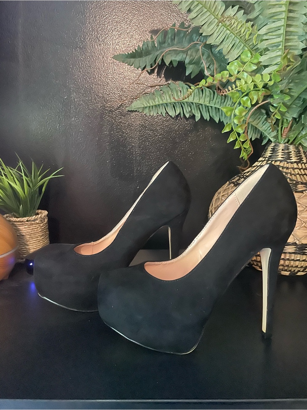 Dream Pairs Black Suede Platform Stiletto Heels